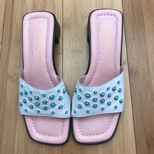 Pink and Blue Donald J Pliner slip on sandals